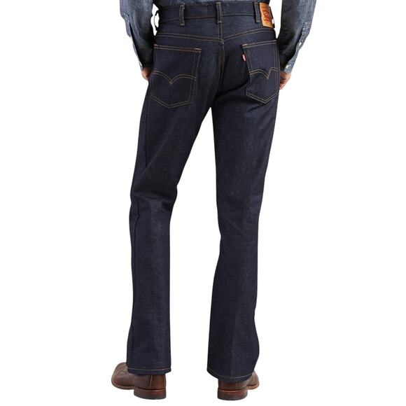 Levi's Men's Blue 517 Bootcut Mid Rise Rigid Regular Fit Boot Cut Cotton Jeans - Picture 3 of 12